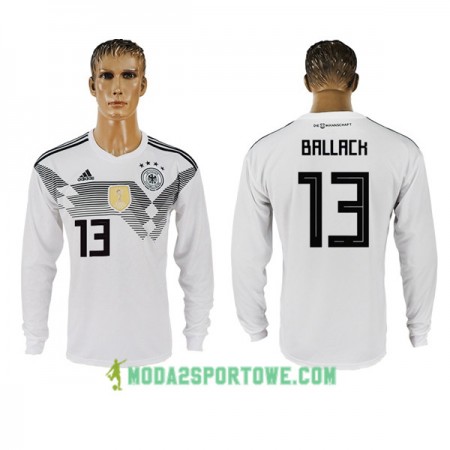 Koszulka Niemcy Ballack 13 Mistrzostwa Świata 2018 Domowe Stroje Piłkarskie Długi Rękaw